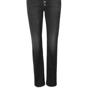 CAbi button fly straight jean in size 2, black